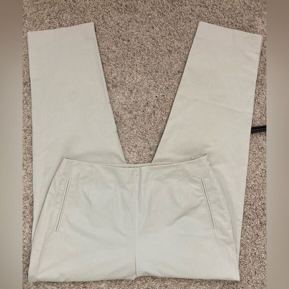 Real Clothes from Saks Fifth Avenue Stylish Cream Slim Pants side zip - Picture 4 of 10